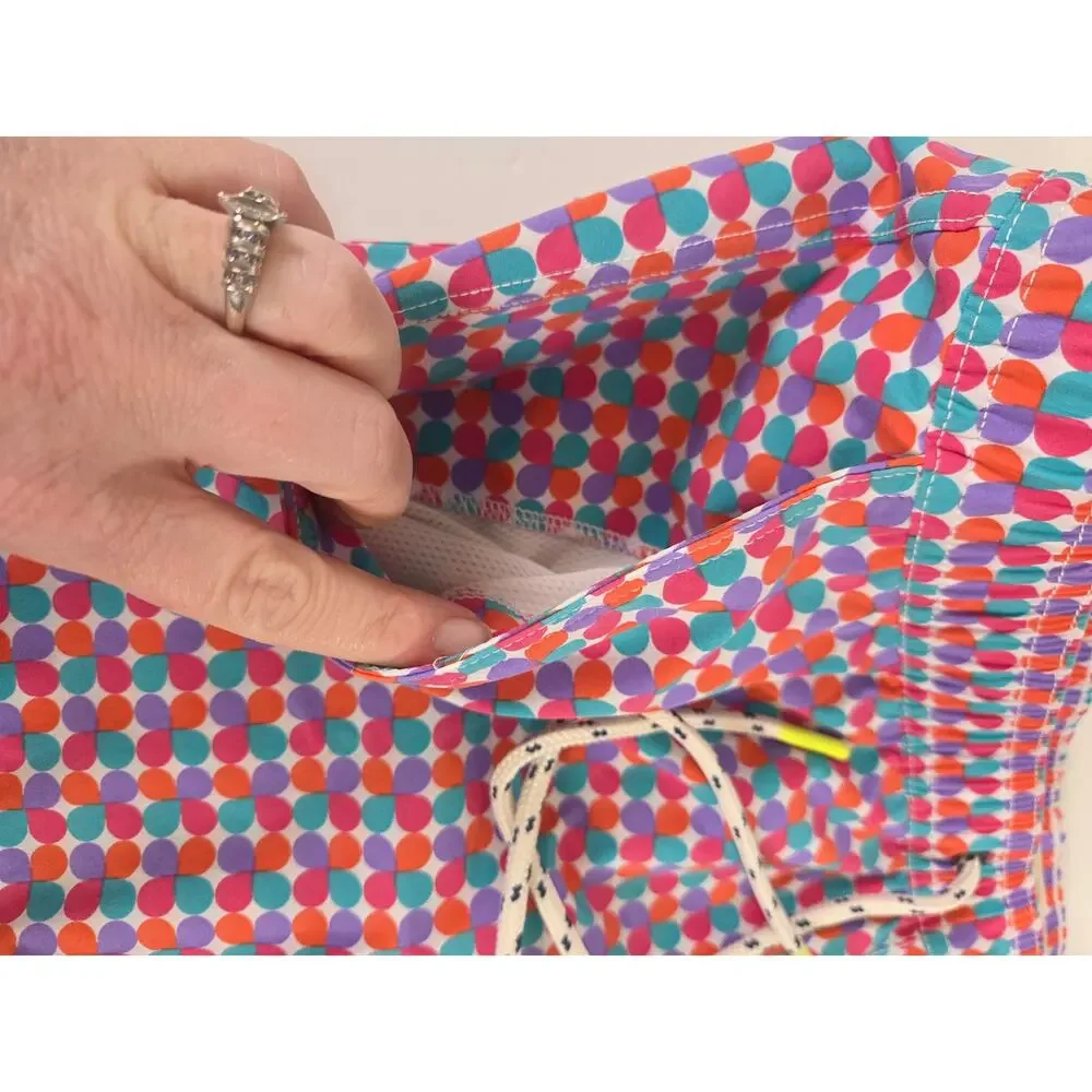 Psycho Bunny men's front-tie swim trunks quick-dry polyester Pink Blue